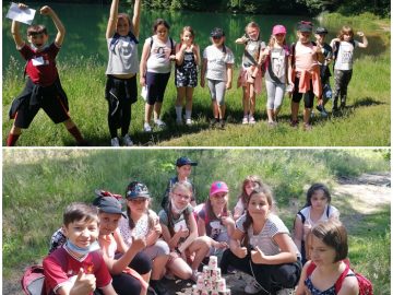 Uczniowie klasy 3b w trakcie gry terenowej