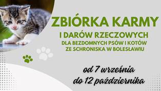Zbiórka karmy i darów rzeczowych