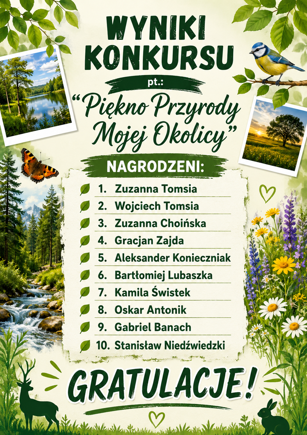 Wyniki konkursu - Piękno Przyrody Mojej Okolicy, SP Klucze 